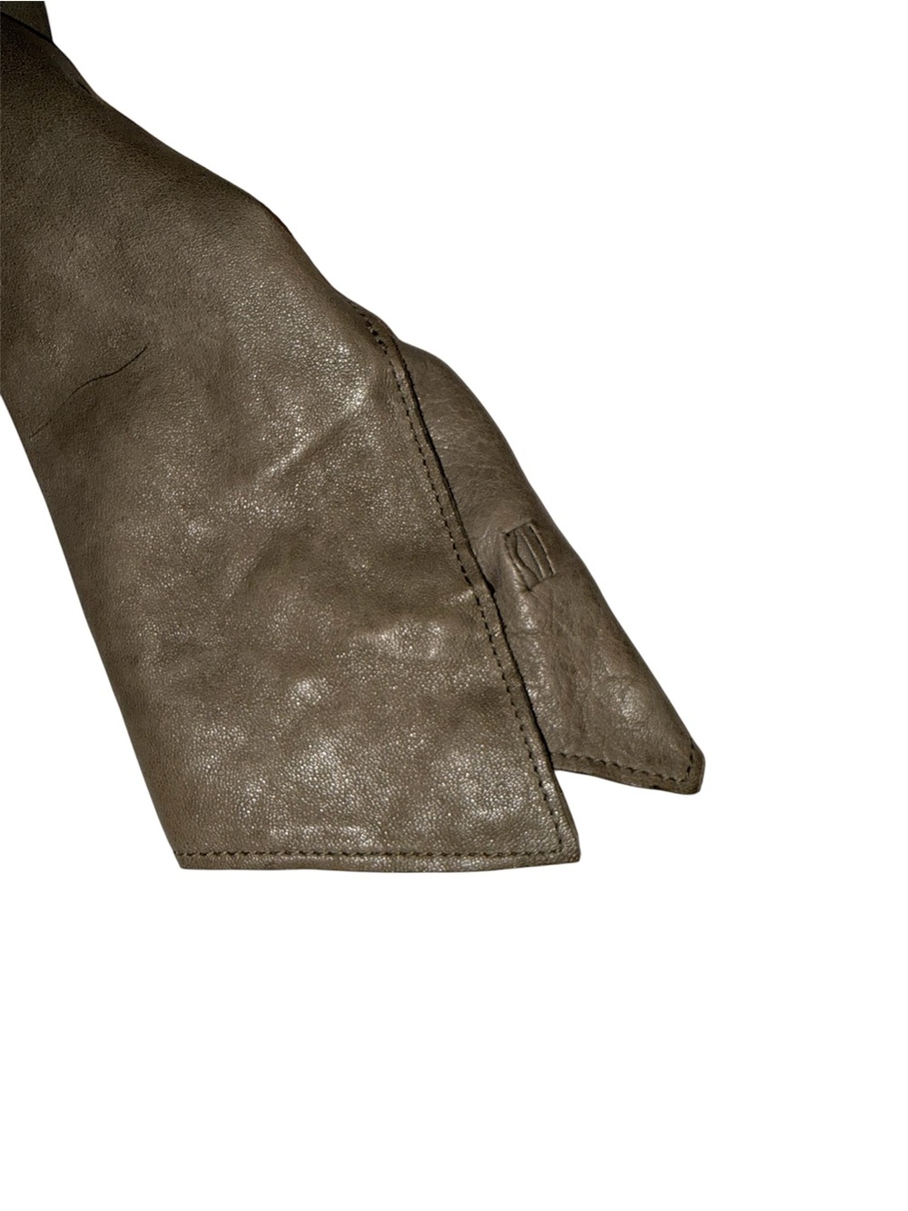 Beautiful Helmut Lang Olive Taupe Asymmetrical Draped Leather Jacket - Picture 10 of 13